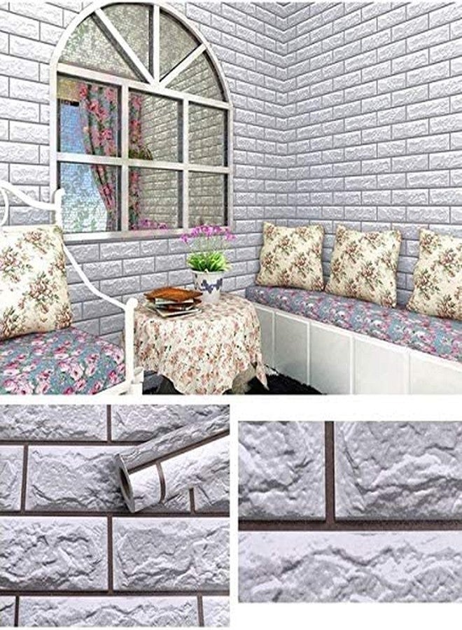 RedChimes Self-Adhesive Wallpaper Waterproof Old Furniture Vinyl Stickers Wooden Door Wardrobe Desktop PVC Wall Papers 45 X 304 CM (White Foam Brick) - Image 2